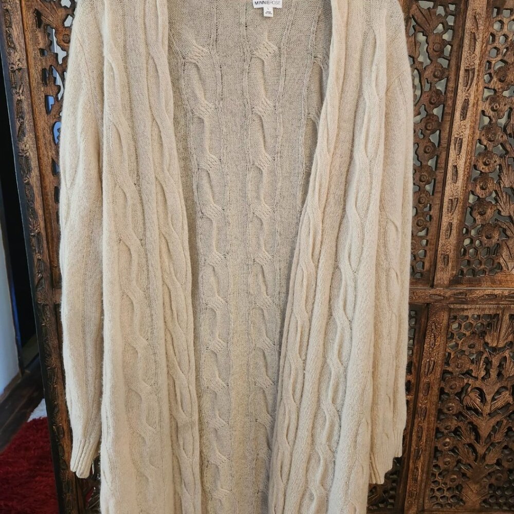 MINNEROSIE cable knit cashmere cardigan large size